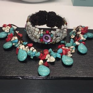 Set necklace and bracelet; brand new, colorful!